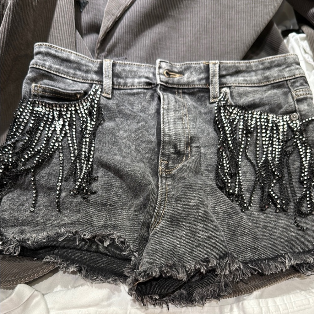Kendall & Kylie Black Embellished Jean Shorts